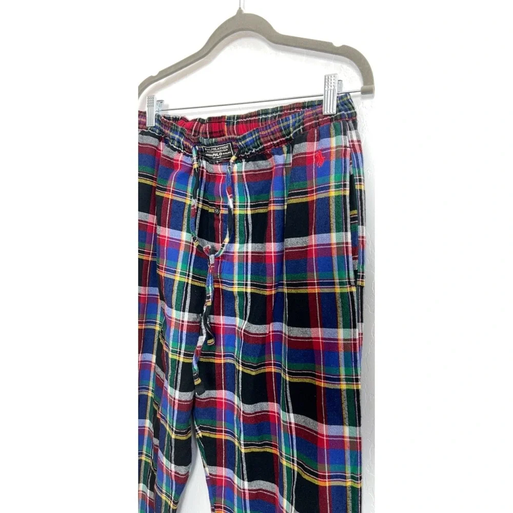 Polo Ralph Lauren plaid cotton pajama pants L drawstring elastic waist lounge